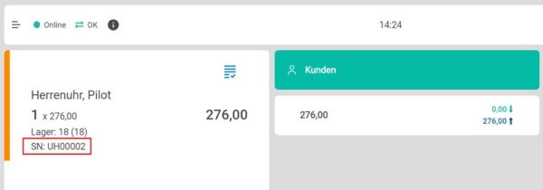 ETRON onRetail V2 Seriennummernverwaltung